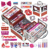 Hello Kitty Train Case Cosmetic Makeup Set Includes Lip Gloss Eye Shimmer Nail Polish Hair Accessories More For Girls Ag