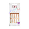 KISS Gel Fantasy Press On Nails Nail glue included True Color White Long Size Coffin Shape Includes 28 Nails 2g glue 1 M