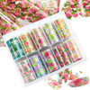 SILPECWEE 10 Rolls Foil Nail Art Stickers Tips Colorful Flower Starry Sky Film Wraps Nail Transfer Decals Manicure Acces