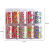 SILPECWEE 10 Rolls Foil Nail Art Stickers Tips Colorful Flower Starry Sky Film Wraps Nail Transfer Decals Manicure Acces