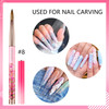 Saviland Acrylic Nail Brush Size 8 Acrylic Brush for Acrylic Powder Pink Gradient and Glowing Liquid Handle for Beginner