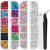 Two Packs of Flatback Rhinestones 4520 Pcs Crystal Colorful Rhinestones for Nails Multicolored ABTransparent White Gems