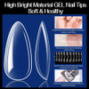 UNA GELLA Medium Almond Gel Nail Tips 504PCS Clear Fake Nails Tips Shape Full Cover Acrylic Gel Nail Extension For Diy H