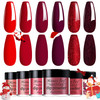 Honey Joy 6 BOXSET Wine Red Dip Powder Glitter Dark Barn Red Fine Dipping Powder Colors No Need Lamp CureLike Gel Polish