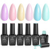 Beetles Pastel Gel Polish Set 6 Colors Pink Yellow Blue Green Purple Soak Off Nail UV Lamp Gel Nail Kits Decorations Nai