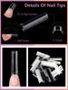 480PCS Extra Long C Curve Nail Tips and Glue 2 Packs Natural and Clear Acrylic for Nails Professional Set 12 Sizes Artif