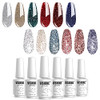 Vishine Glitter Sparkly Platinum Gel Nail Polish Set of 6 Pcs Shiny Silver Golden Pink Blue Bright Colors Gel Polish Kit