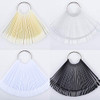 QIMYAR 160 Pcs False Nail Sticks Fan Shaped Swatch Sticks Display Board Transparent Black Natural Milky Colors Stiletto