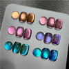 GAOY Rainbow Glitter Cat Eye Gel Nail Polish Set 6 Holographic Sparkle Colors for Nail Art DIY Manicure and Pedicure at