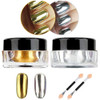 Metallic Chrome Powder Hisight 2 pcs Nail Art Mirror Glitter Chrome Pigment Powder Dust Nail Sequins Gold Silver Color N