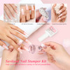 Saviland French Manicure Kit French Tip Nail Stamp with White Gel Nail Polish Set Jelly Silicone Nail Stamper Nail Stamp