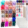 FANDAMEI Press on Nails 24 Colors 576PCS Press on Nails Short Square Matte Glossy Glitter Nails Short Round Natural Fit