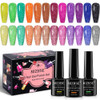 MIZHSE Reflective Diamond Gel Nail Polish Kit 12 Pcs Colorful Glitter Soak Off UV LED Gel Polish Sparkly Home Manicure N