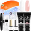 Modelones Poly Nail Gel Kit Builder Extension Gel Nude White French Colors with Nail Lamp Slip Solution Rhinestone Manic