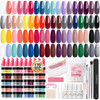 AZUREBEAUTY 170Pcs Dip Powder Nail Kit Starter 36 Colors Pink Red Purple Christmas Dipping Powder with Basetop Coat Acti