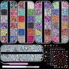 5 Boxes Gold Silver Metal Nail 3D Punk Studs Star Moon Heart Triangle Square Rivet Gems Nail Art Jewels with a Curved Tw