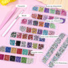 5 Boxes Gold Silver Metal Nail 3D Punk Studs Star Moon Heart Triangle Square Rivet Gems Nail Art Jewels with a Curved Tw