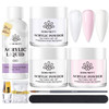 BORN PRETTY Acrylic Nail Kit Acrylic Powder Clear White Pink Liquid Set with Nail Forms Brush Pen File Glass Container B
