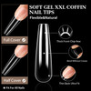 UNA GELLA XXL Coffin Nails Tips Full Cover 216pcs Extra Long Coffin Nail Tips No C Curve Clear Coffin Ballerina Nail Tip