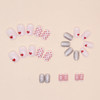 Heart Press on Nails Short Square Fake Nails Petite Pink Valentines Acrylic Nail with Glitter Designs Valentines Day Fal