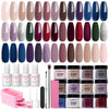 AZUREBEAUTY Dip Powder Nail Kit Starter 20 Colors Nude Brown Glitter Purple Blue Dipping Powder Liquid Set with TopBase