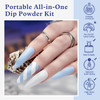 AZUREBEAUTY Dip Powder Nail Kit Winter White Navy Blue Glitter 4 Colors Acrylic Dipping Powder Liquid Set with BaseTop C