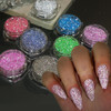 Reflective Glitter Powder Set 8 Colors Sparkle Diamond Nail Glitter Dust Silver Pink Purple Green Loose Glitter for Nail