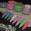 Reflective Glitter Powder Set 8 Colors Sparkle Diamond Nail Glitter Dust Silver Pink Purple Green Loose Glitter for Nail