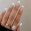 6 Packs 144 Pcs Press on Nails Medium Design Misssix Short Fake Nails Almond French Glue on Nails Set with Adhesive Tabs