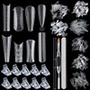 Dual Nail Form Kit 480pcs Dual Forms for Polygel Stiletto Coffin Ballerina Extension Forms 10pcs Clear Clips With Gel Br