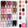 Teenitor Short Press on Nails288Pcs Matte Acrylic Short Square Fake Nails Full Cover Glitter Press On False Nails Glue o
