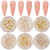 HNUIX 3D Nail Charms and Gems 120Pcs Copper Metal Zircon Gold Multiple Shape Smal Crystals Rhinestones Nail Decorations