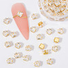 HNUIX 3D Nail Charms and Gems 120Pcs Copper Metal Zircon Gold Multiple Shape Smal Crystals Rhinestones Nail Decorations