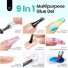 Beetles 9 in 1 Nail Glue Gel for Nail Tips and Clear Acrylic Nails Long Lasting Curing Needed UV Extension Glue for Fals