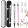 Tatuo 2 Pieces Rhinestone Picker Dotting Pen Dualended Rhinestone Gems Crystals Studs Picker Wax Pencil Pen Crystal Bead