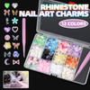 3D Mix Assorted Color Nail Charms Acrylic Multi Blue Purple White Heart Flower Butterfly Bowknot Cute Nail Art Charms Ho