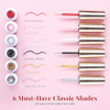 beetles Gel liner nail Polish 6 Pcs Black White Red Gold Silver Glitters Colors Paint Swirl Nail Art Polish Set