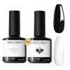 modelones White Gel Polish Black Gel Polish Set 2 Pcs 15ml Black And White Nail Polish Soak Off LED Valentines Nail Art