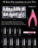 MORGLES Clear Acrylic Nail Tips 500 Pcs French Nail Tips Square Half Cover with Glue Clipper Files and Cuticle Fork for