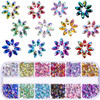 TecUnite 1200 Pieces 12 Colors Shiny Nail Rhinestones Horse Eye Nail Rhinestones Flat Back Gems Decorations Supplies wit
