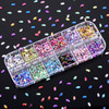 TecUnite 1200 Pieces 12 Colors Shiny Nail Rhinestones Horse Eye Nail Rhinestones Flat Back Gems Decorations Supplies wit