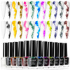 MIZHSE Marble Nail Polish Marble Ink for Nails Gel Blooming Gel Nails Polish 12 Colors Nail Ink Magic Watercolor Pink Bl