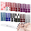 WOKOTO 12 Sheets SelfAdhesive Nail Polish Wraps for Toes and 1Pc Nail File Shinny Solid Silver Stick On Nails Stickers T
