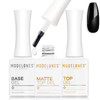 modelones Matte Gel Top Coat No Wipe Top and Base Coat 3 Pcs Velvet Matte Glossy Shine Clear Effect Soak Off Nail Lamp L
