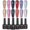 MIZHSE Reflective Glitter Gel Nail Polish Holographic Glitter Gel Polish Set Sparkly Shiny Bling Nail Polish Soak Off UV