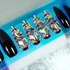 Black 3D Crystal Design Press On Nails Extra Long Sharp Stiletto Fake Nails with Rhinestones and Nail Glue Reusable Nail