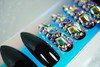 Black 3D Crystal Design Press On Nails Extra Long Sharp Stiletto Fake Nails with Rhinestones and Nail Glue Reusable Nail