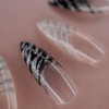 Black White Animal Print French Press On Nails Extra Long Sharp Stiletto Fake Nails with Nail Glue Reusable Nail Tips Gl