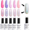RARJSM Pastel Gel Nail Polish Set 6 Colors Pink Purple Series Chrome Reflective Holographic Glitter GelPolishes Silver C