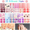 Maitys 264 Pieces 12 Sheets Toe Nail Stickers Self Adhesive Full Nail Wraps Toenail Art Polish Stickers Strips Manicure